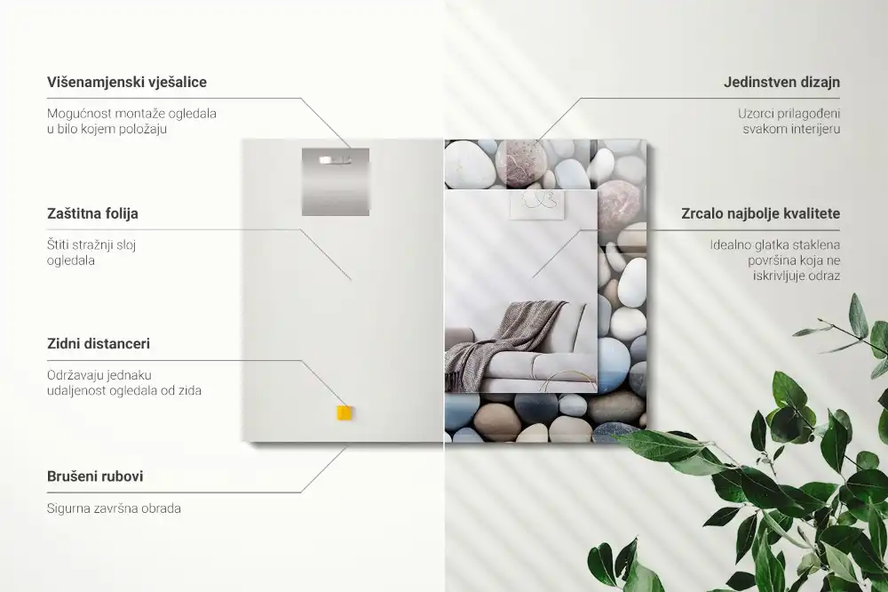 Rektangulär spegel med tryck Färgglada släta stenar