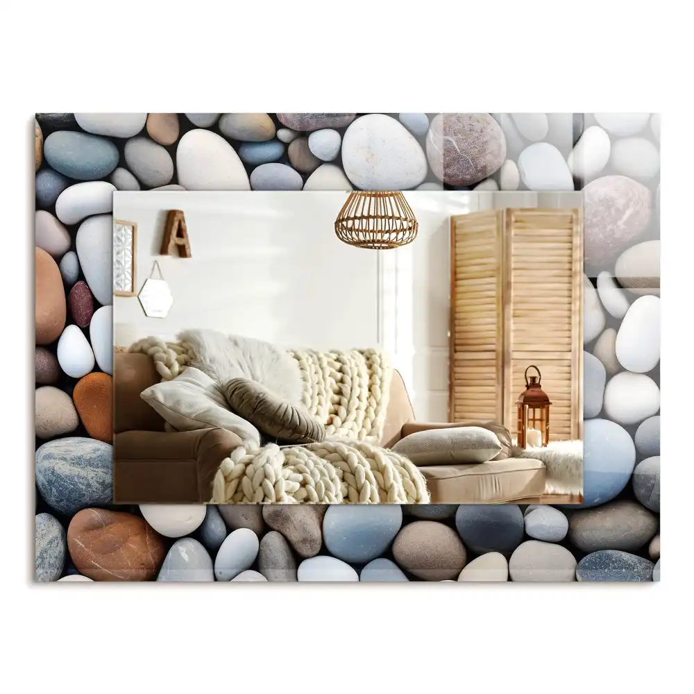 Rektangulär spegel med tryck Färgglada släta stenar