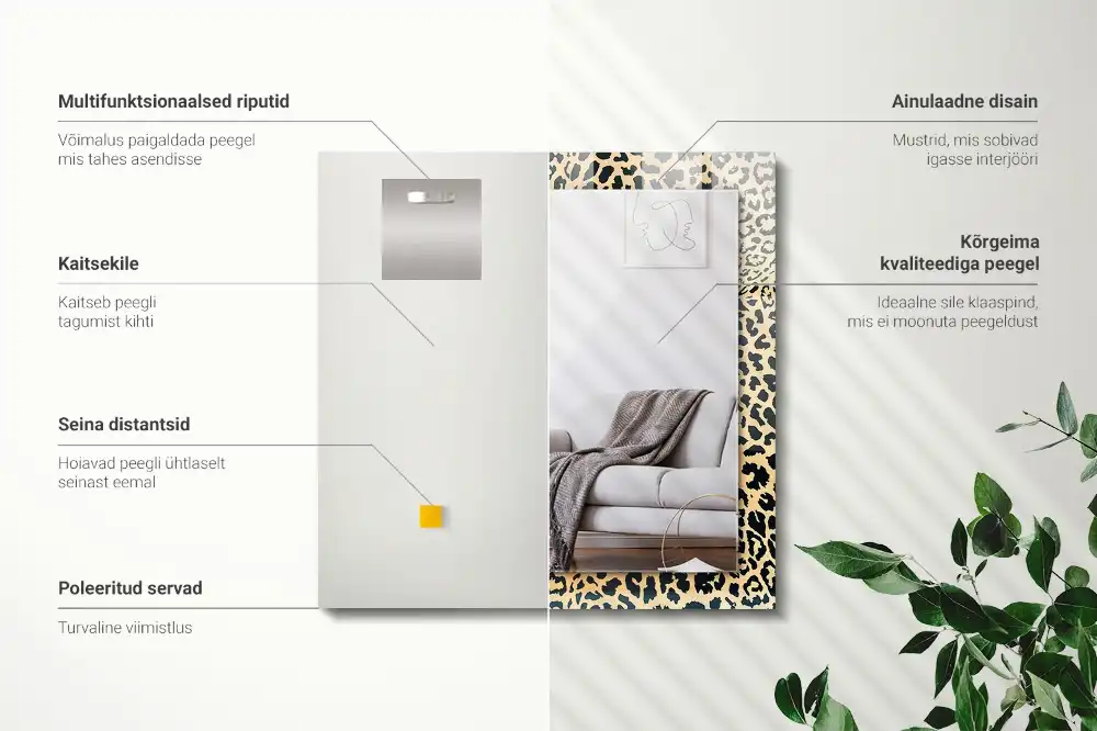 Dekorativ spegel med tryck Leopard
