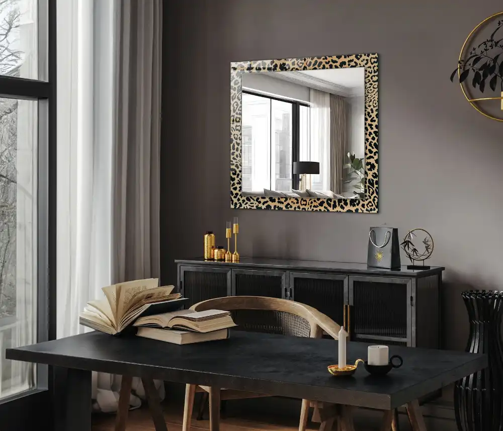 Dekorativ spegel med tryck Leopard