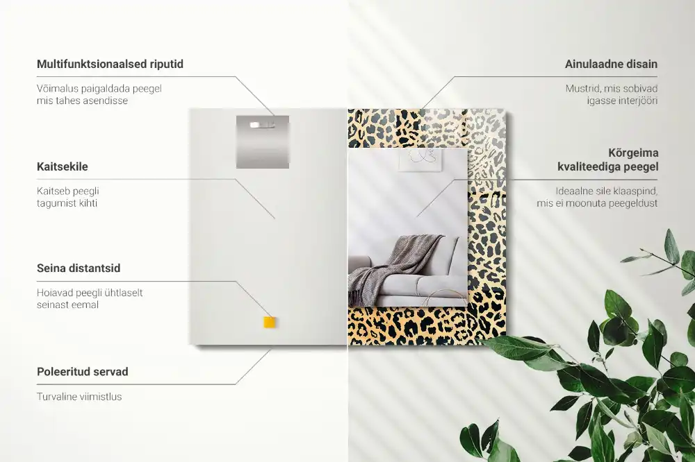 Dekorativ spegel med tryck Leopard