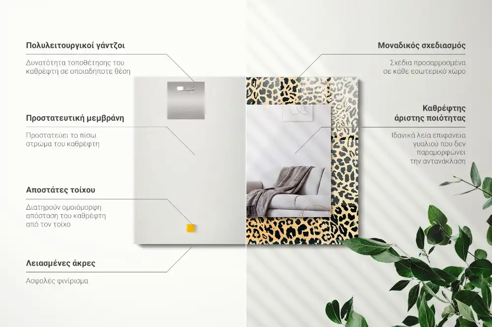 Dekorativ spegel med tryck Leopard