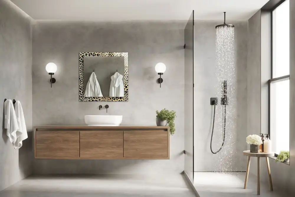 Dekorativ spegel med tryck Leopard