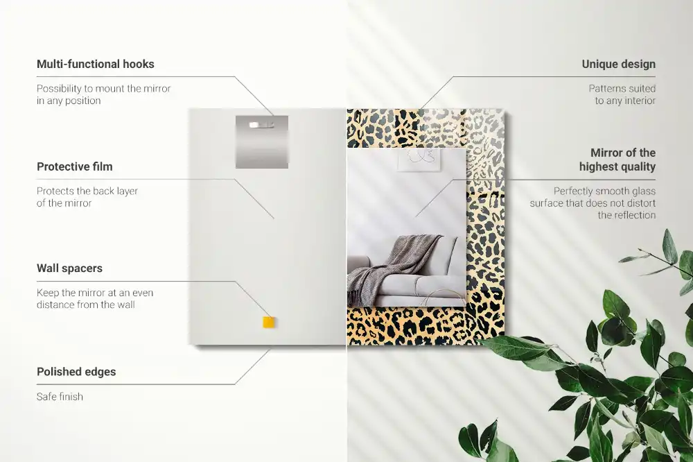 Dekorativ spegel med tryck Leopard