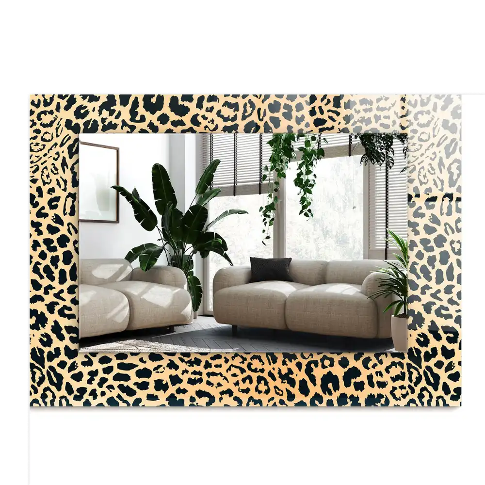 Dekorativ spegel med tryck Leopard