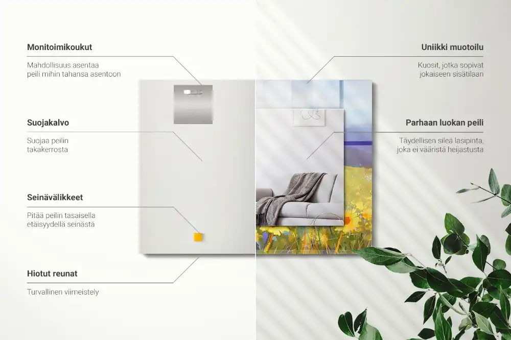 Rektangulär spegel med tryck Solrosfält