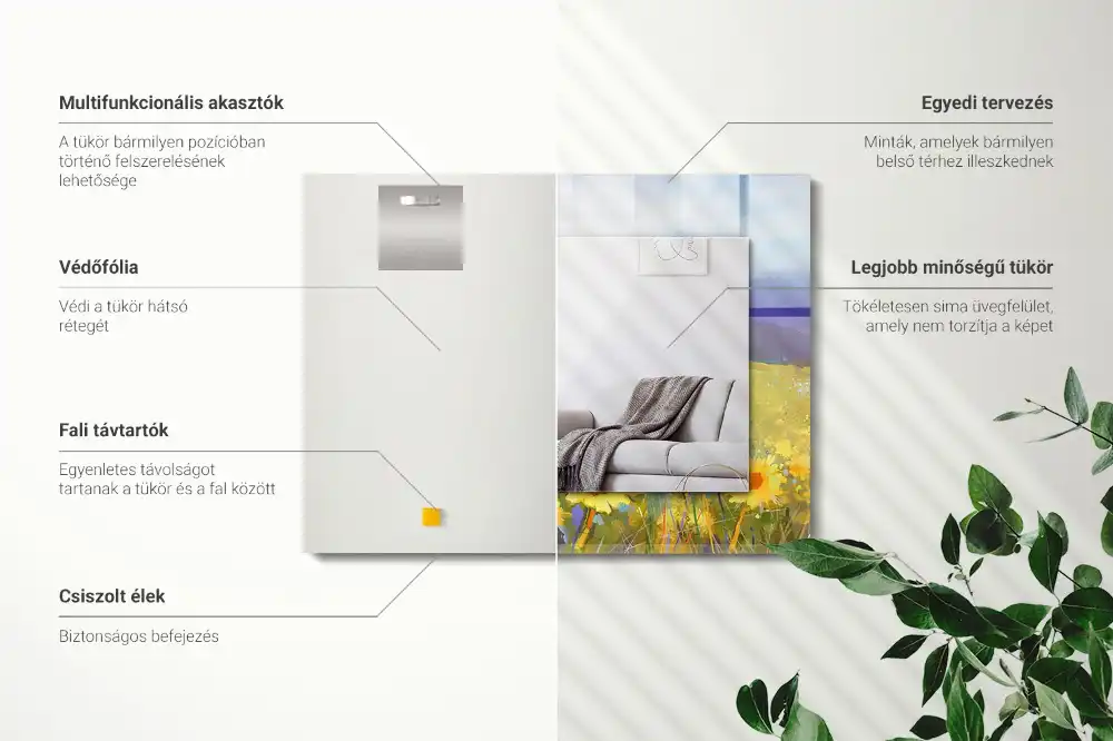 Rektangulär spegel med tryck Solrosfält