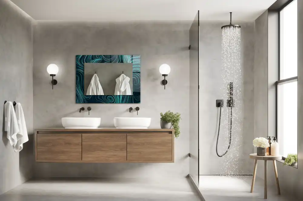 Dekorativ spegel med tryck Abstrakta linjemönster