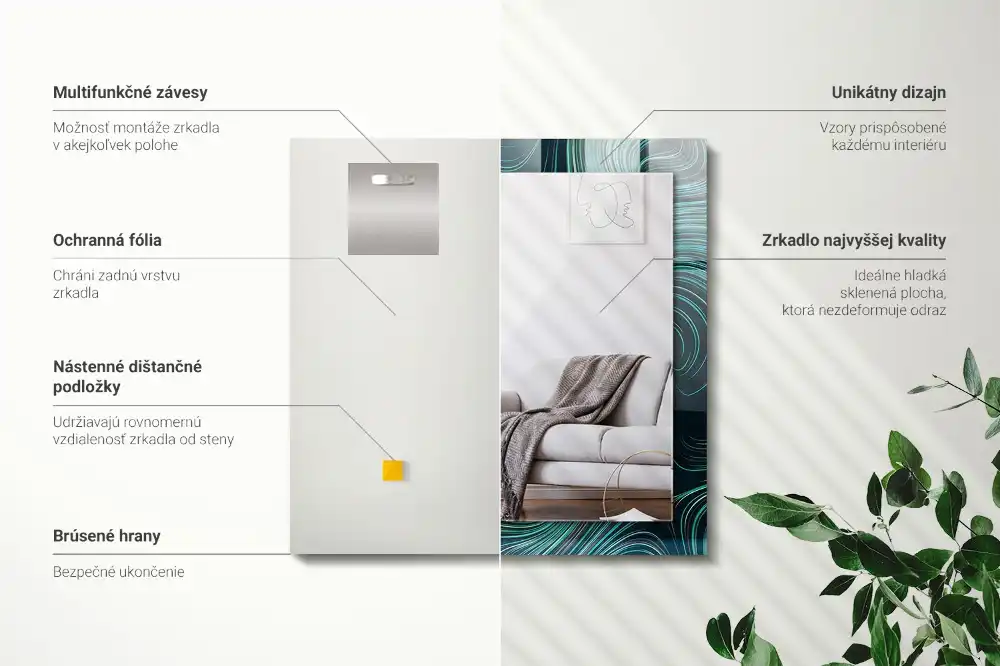 Dekorativ spegel med tryck Abstrakta linjemönster