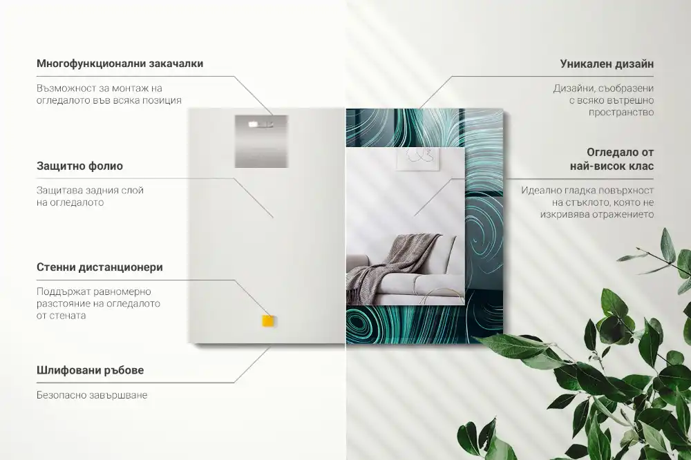 Dekorativ spegel med tryck Abstrakta linjemönster