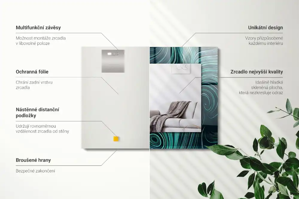 Dekorativ spegel med tryck Abstrakta linjemönster
