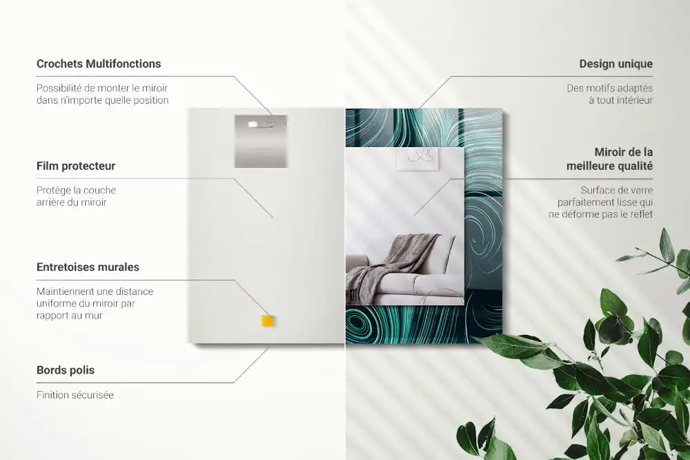 Dekorativ spegel med tryck Abstrakta linjemönster