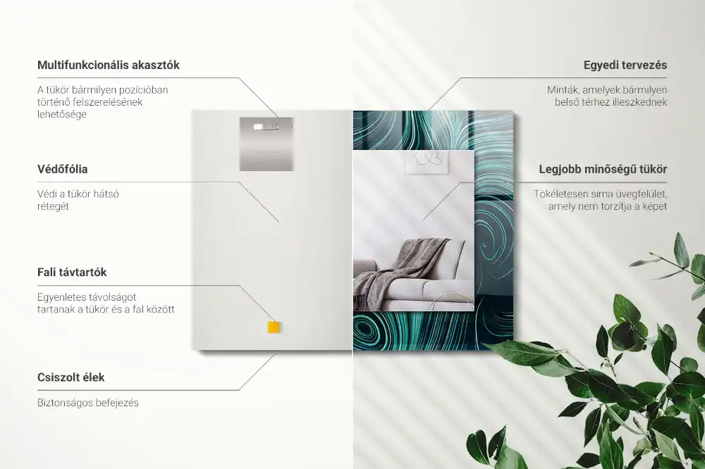 Dekorativ spegel med tryck Abstrakta linjemönster