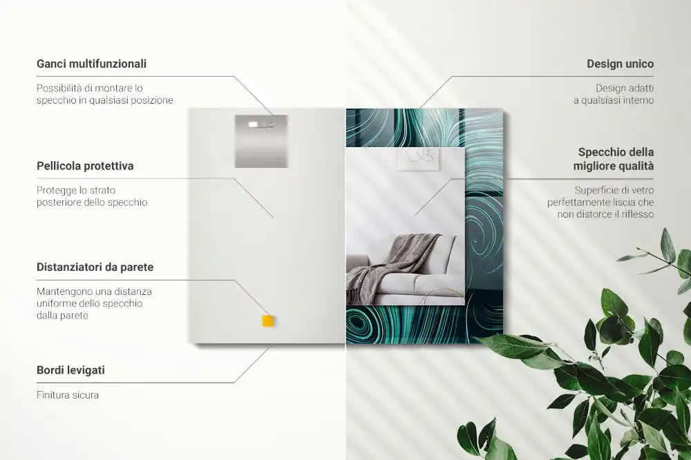 Dekorativ spegel med tryck Abstrakta linjemönster