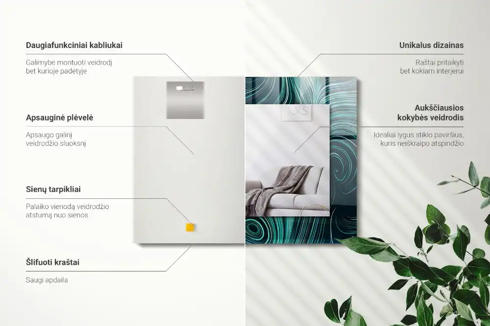 Dekorativ spegel med tryck Abstrakta linjemönster