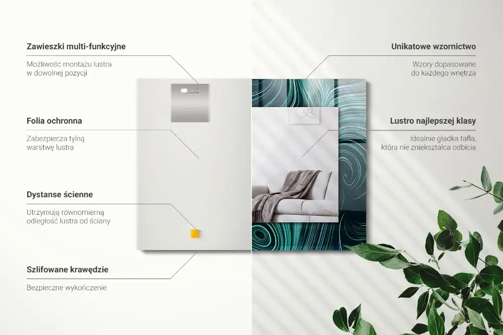 Dekorativ spegel med tryck Abstrakta linjemönster