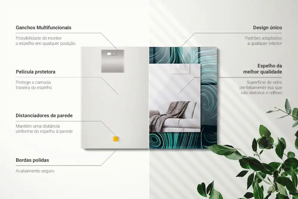 Dekorativ spegel med tryck Abstrakta linjemönster