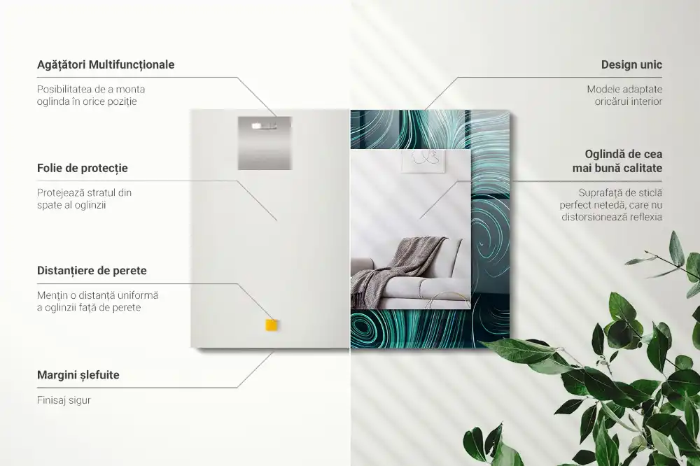 Dekorativ spegel med tryck Abstrakta linjemönster