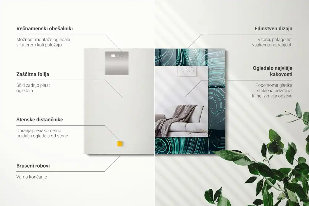 Dekorativ spegel med tryck Abstrakta linjemönster