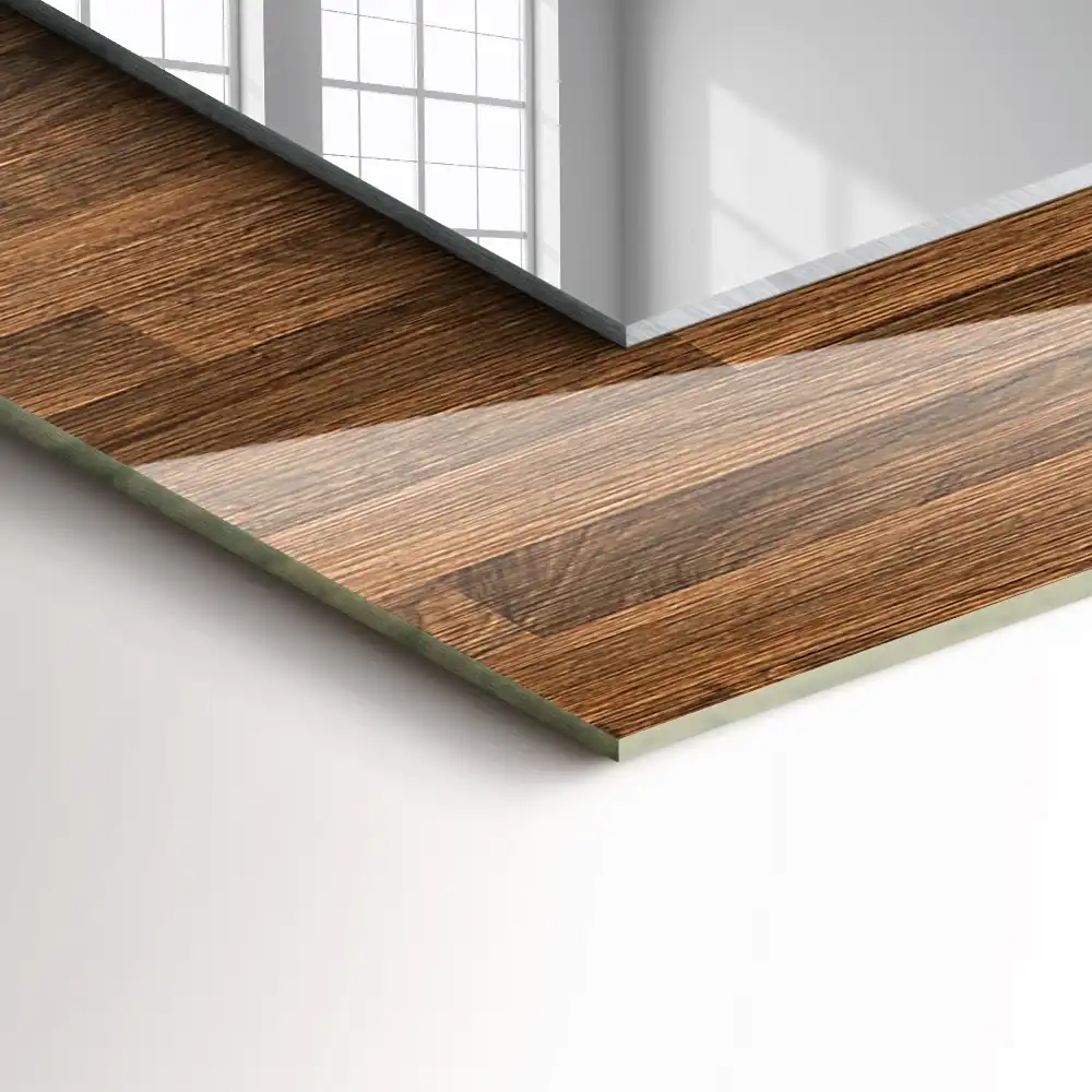 Dekorativ spegel med tryck Träpaneler