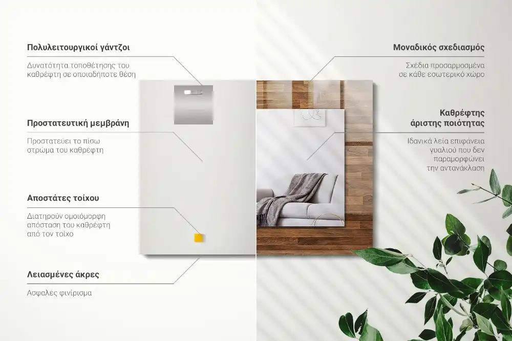 Dekorativ spegel med tryck Träpaneler