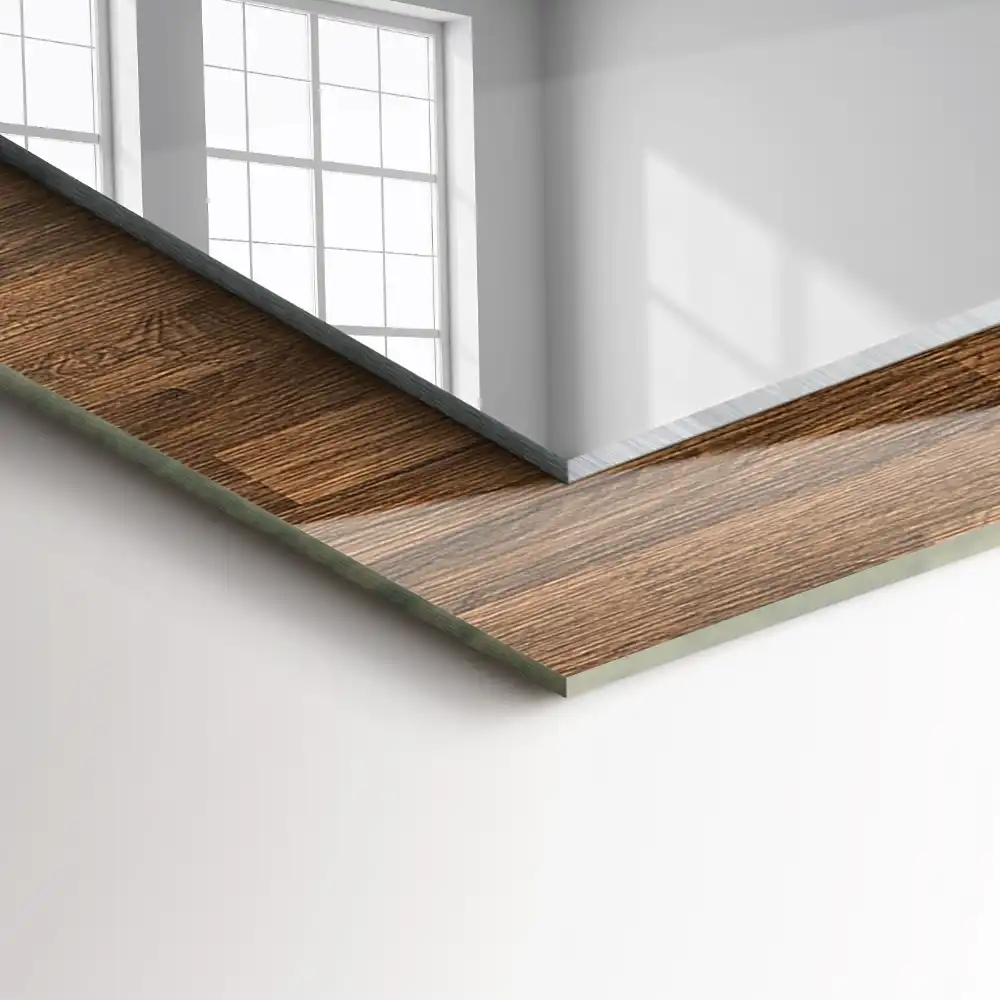 Dekorativ spegel med tryck Träpaneler