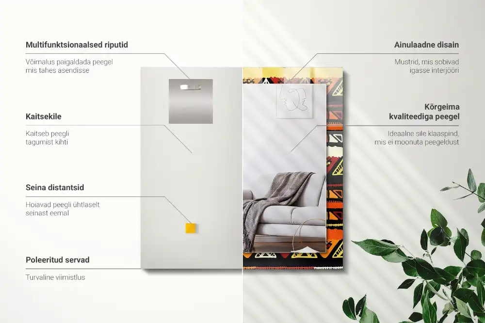 Rektangulär spegel med tryck Färgglada etniska mönster