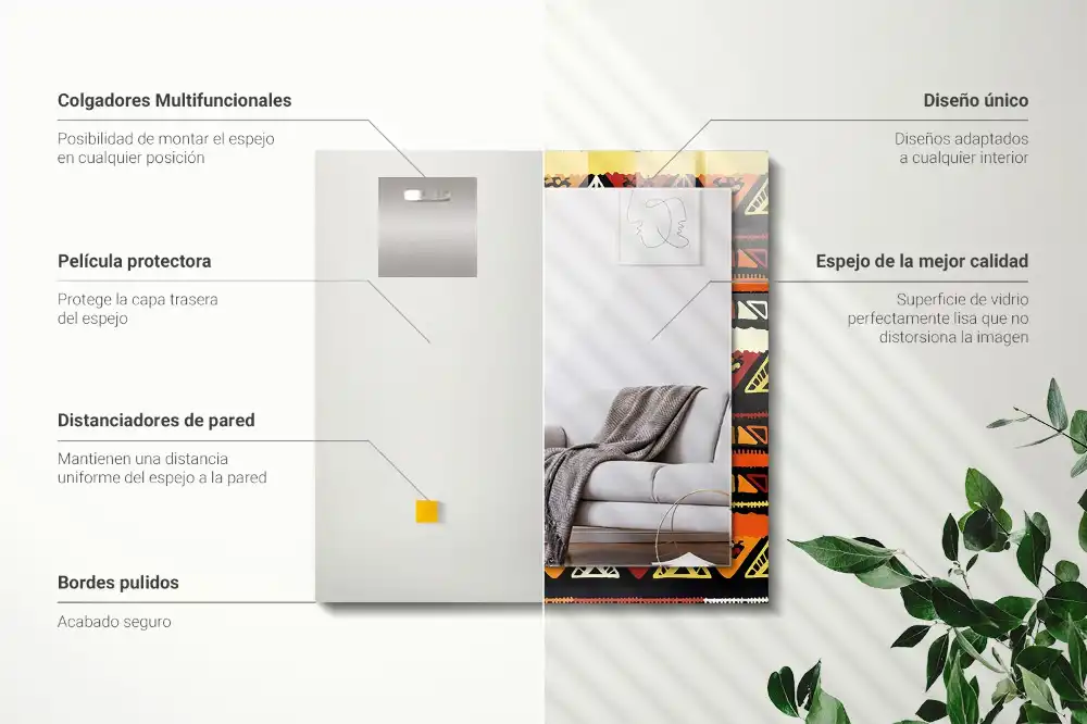 Rektangulär spegel med tryck Färgglada etniska mönster