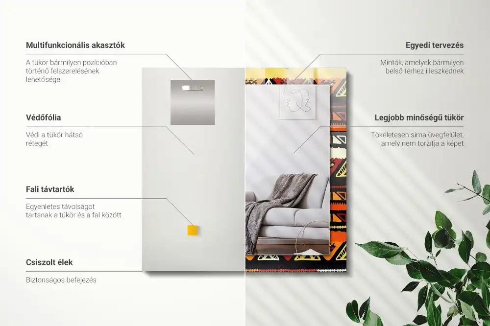 Rektangulär spegel med tryck Färgglada etniska mönster