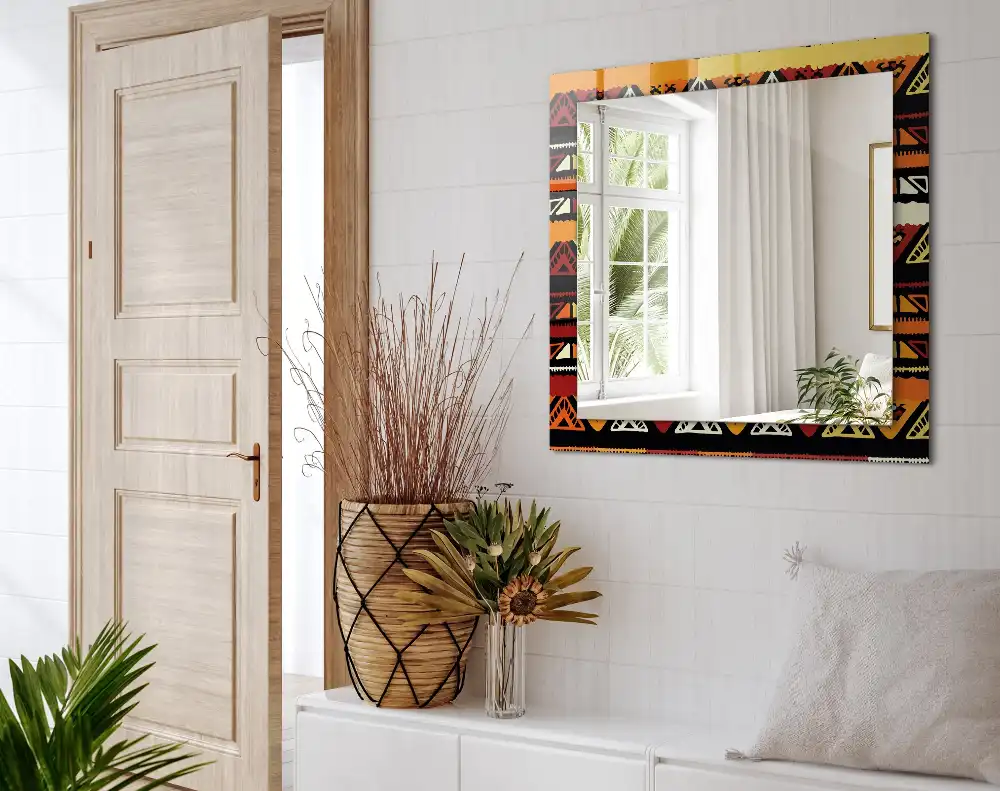 Rektangulär spegel med tryck Färgglada etniska mönster
