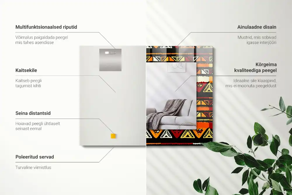 Rektangulär spegel med tryck Färgglada etniska mönster