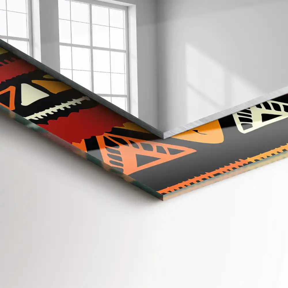 Rektangulär spegel med tryck Färgglada etniska mönster