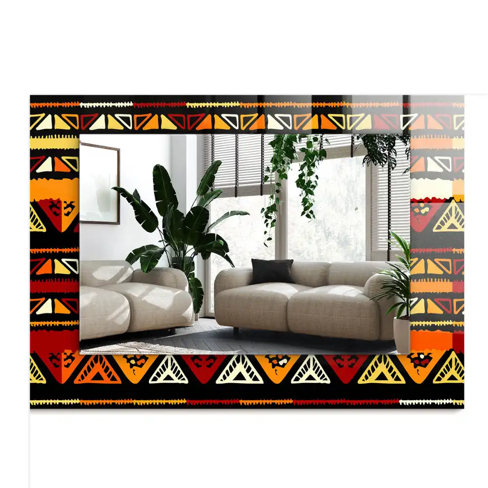 Rektangulär spegel med tryck Färgglada etniska mönster