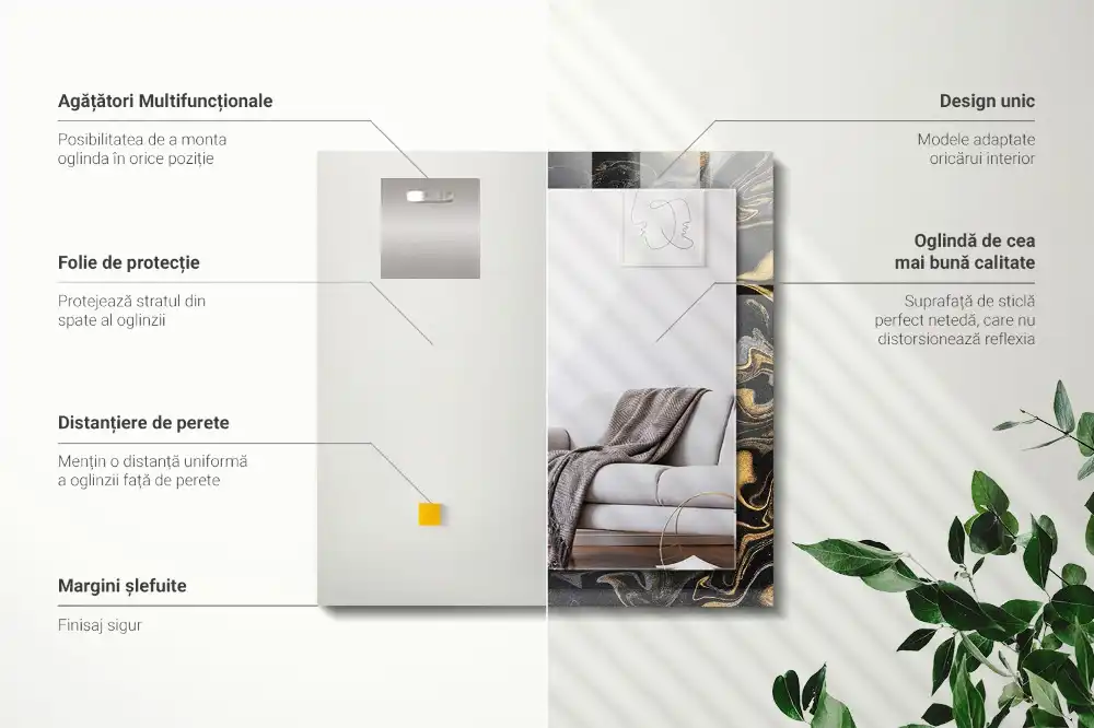 Rektangulär spegel med tryck Abstrakt marmormönster