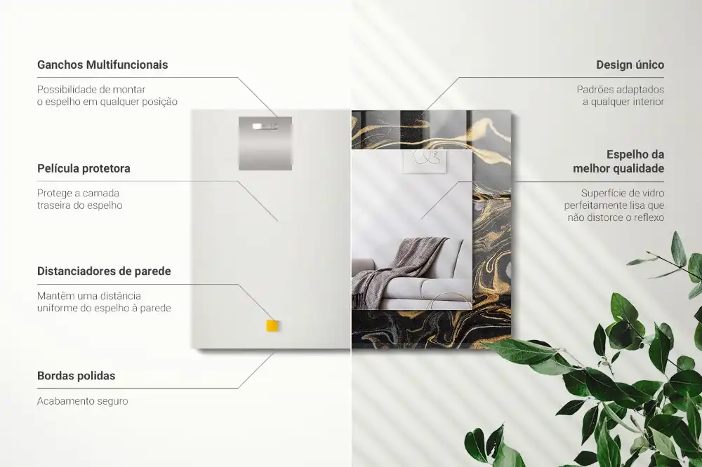 Rektangulär spegel med tryck Abstrakt marmormönster