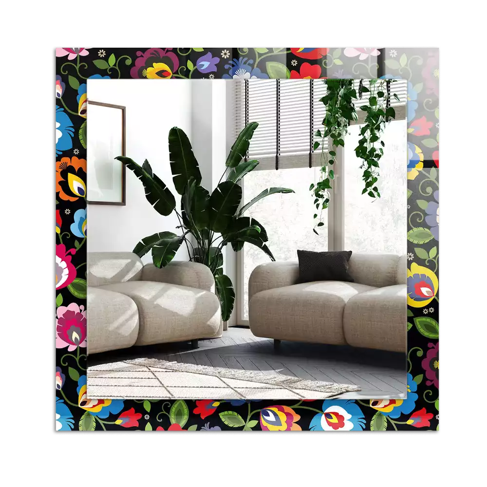 Dekorativ spegel med tryck Färgglada folkmönster