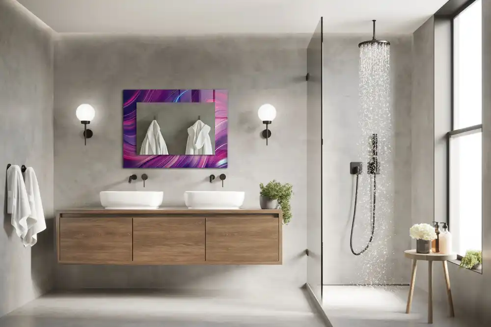 Rektangulär spegel med tryck Abstrakta färgglada vågor