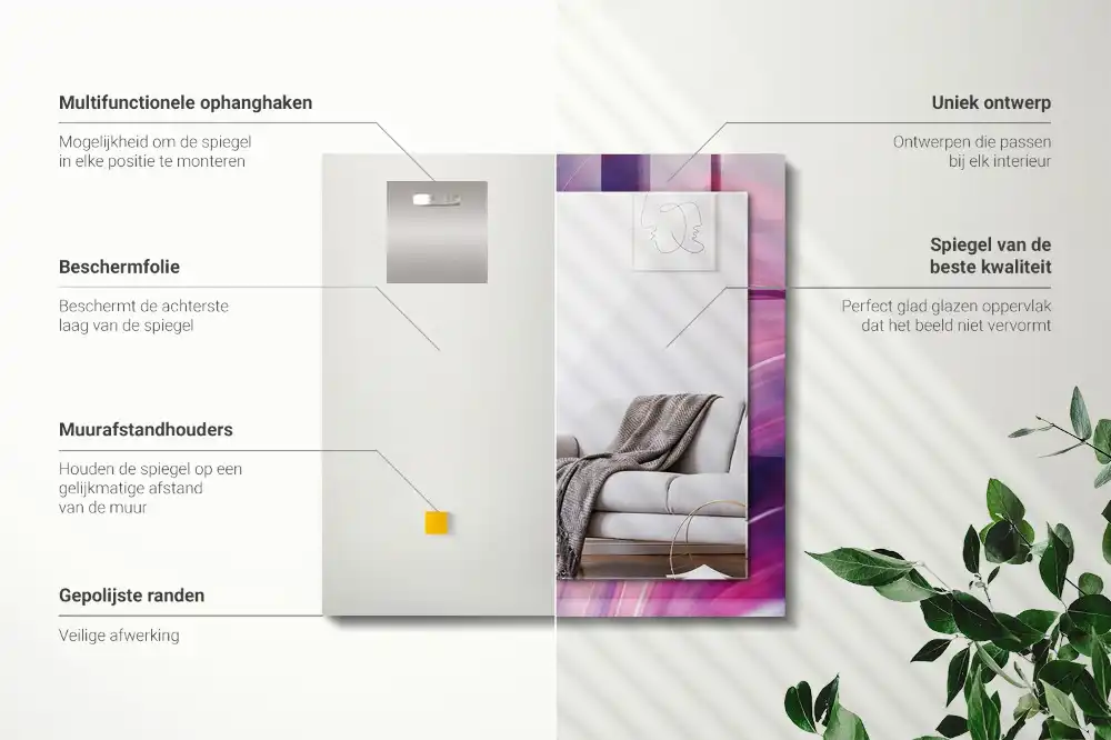Rektangulär spegel med tryck Abstrakta färgglada vågor