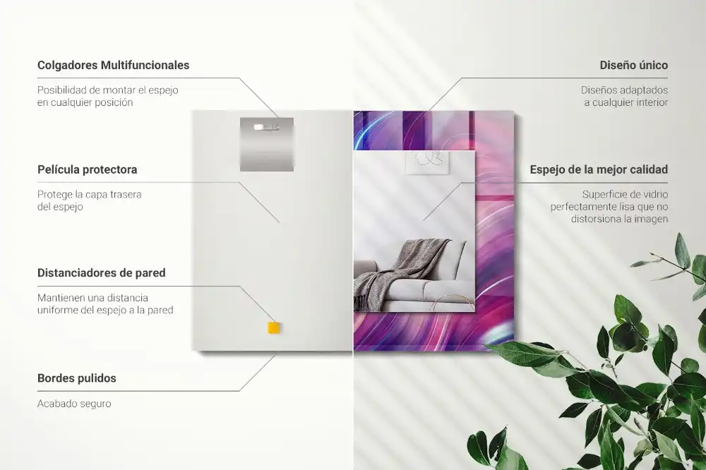 Rektangulär spegel med tryck Abstrakta färgglada vågor