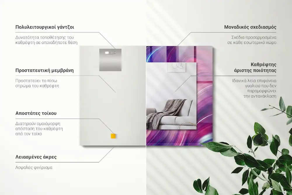Rektangulär spegel med tryck Abstrakta färgglada vågor