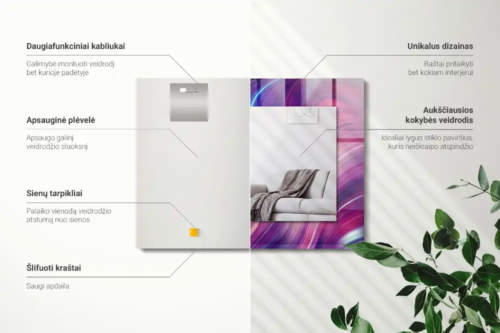 Rektangulär spegel med tryck Abstrakta färgglada vågor