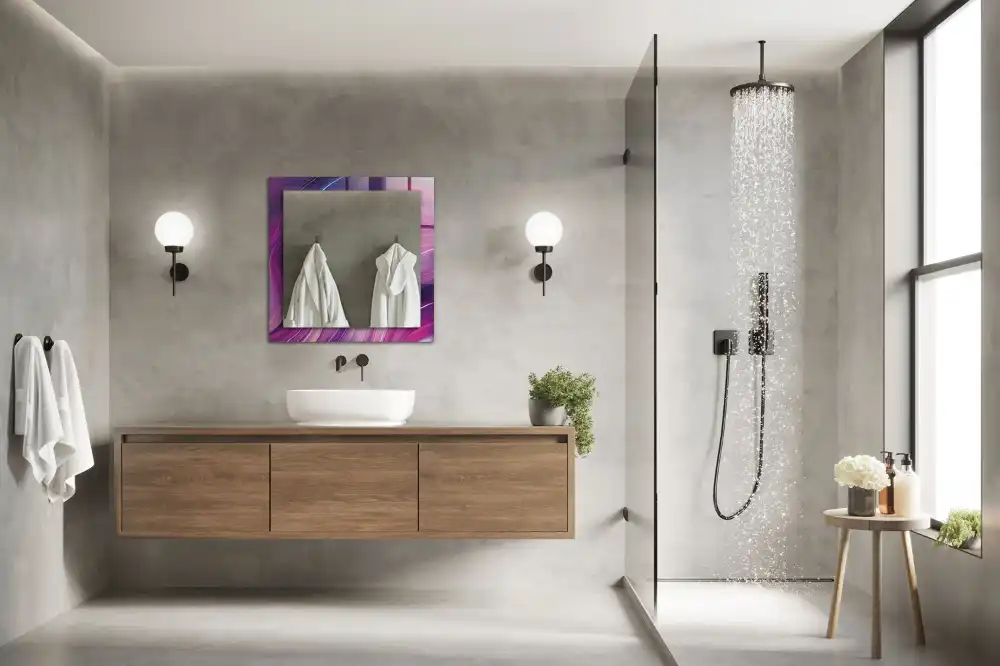 Rektangulär spegel med tryck Abstrakta färgglada vågor