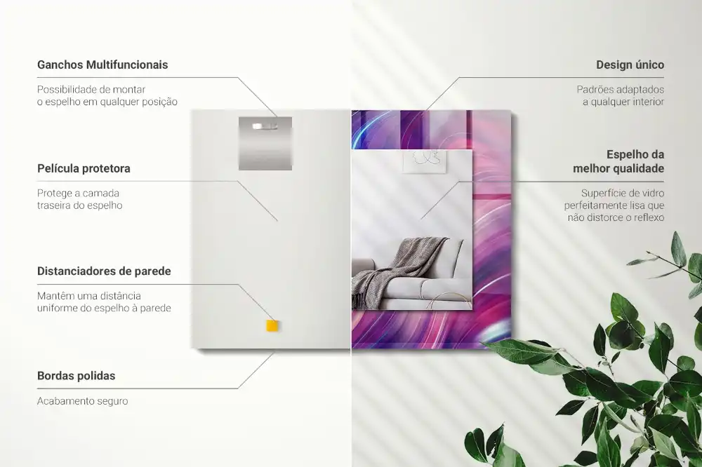 Rektangulär spegel med tryck Abstrakta färgglada vågor