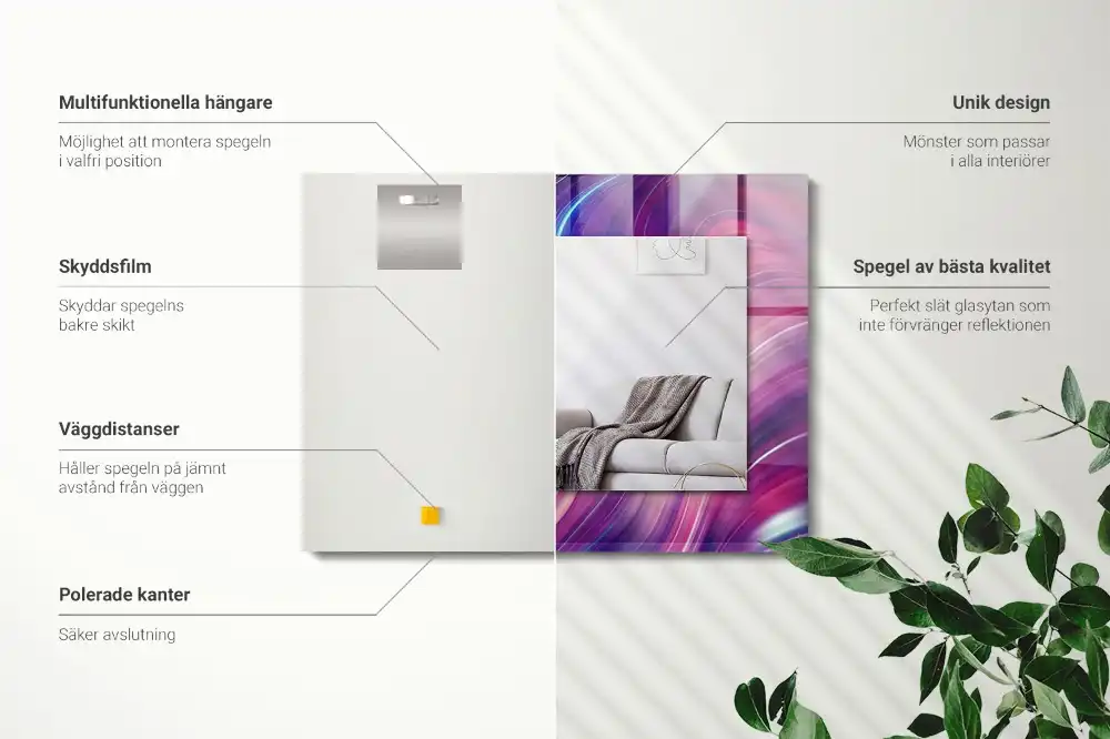Rektangulär spegel med tryck Abstrakta färgglada vågor
