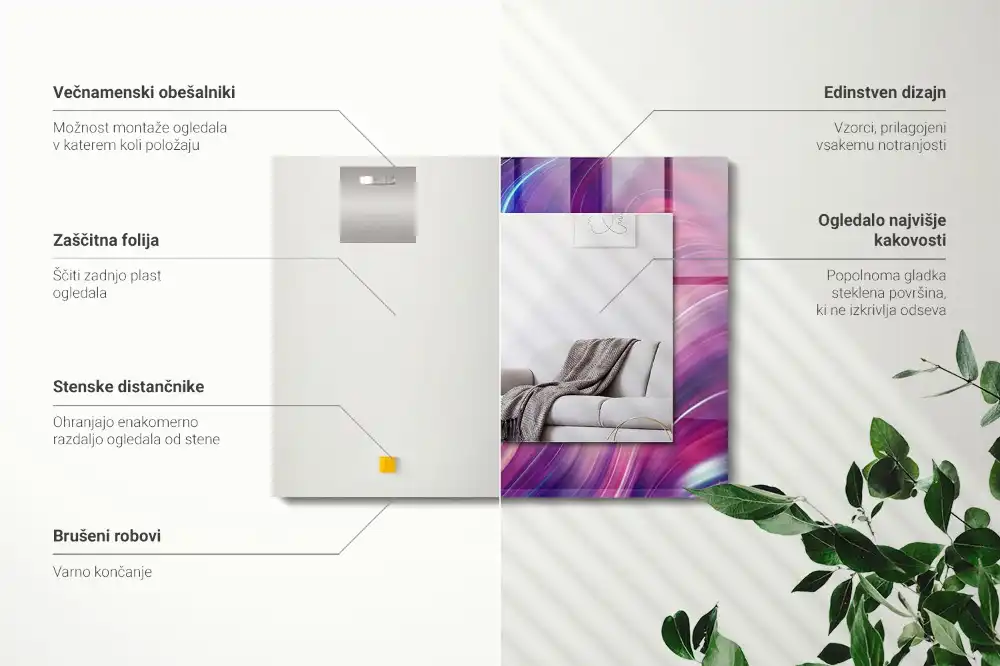 Rektangulär spegel med tryck Abstrakta färgglada vågor