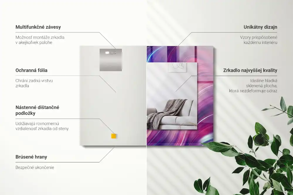 Rektangulär spegel med tryck Abstrakta färgglada vågor