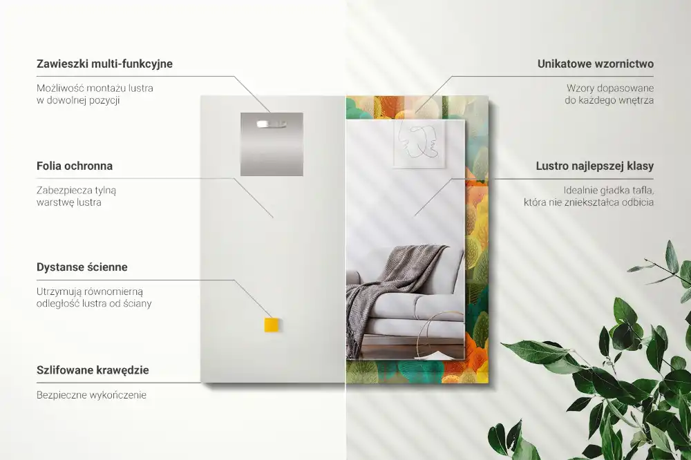 Rektangulär spegel med tryck Höstträd