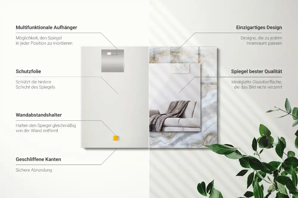 Dekorativ spegel med tryck Marmor mönster textur