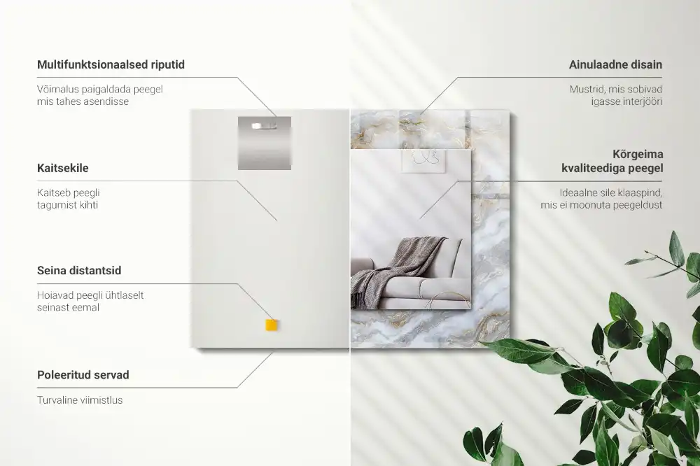 Dekorativ spegel med tryck Marmor mönster textur