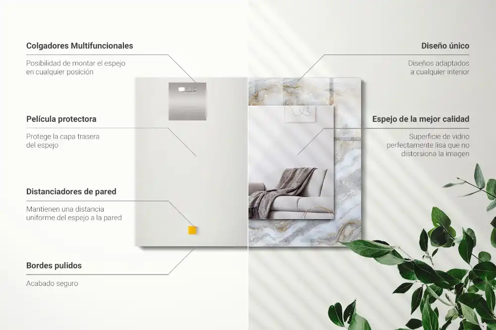 Dekorativ spegel med tryck Marmor mönster textur